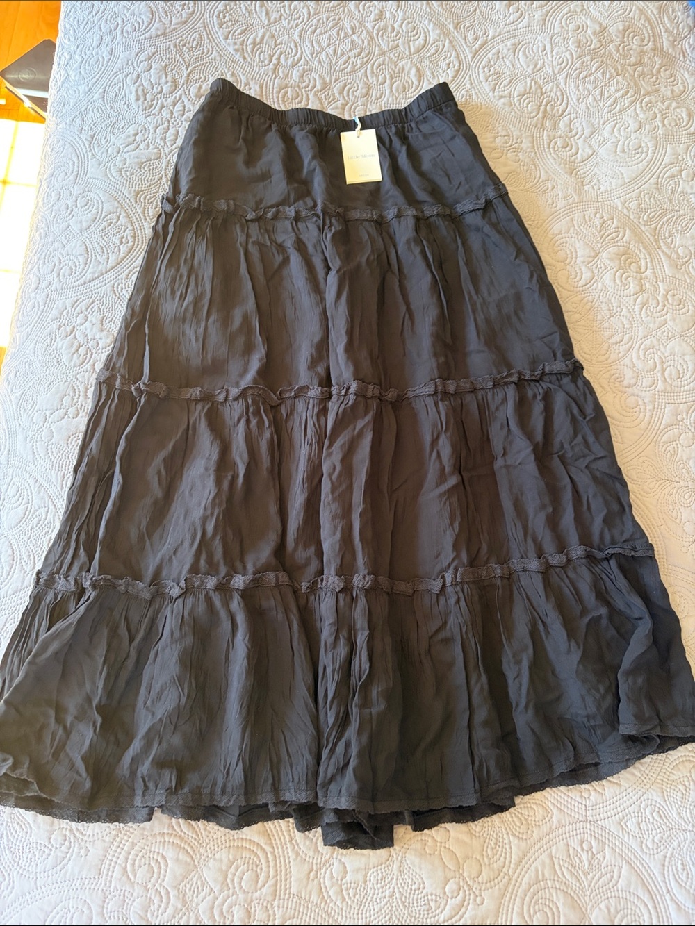 Aritzia Black Tiered Maxi Skirt, S
